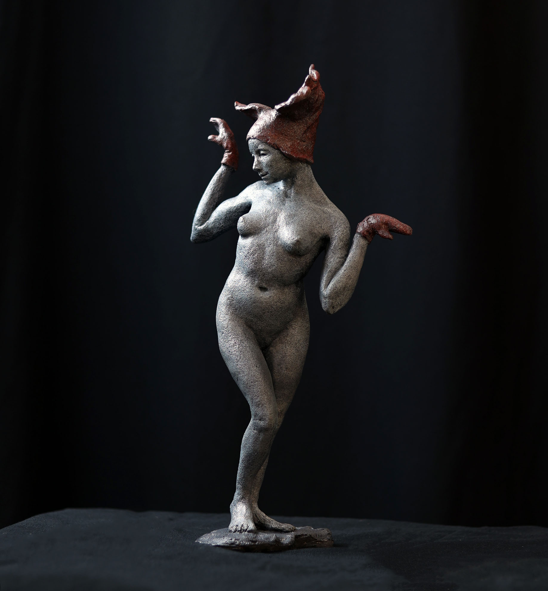 Ceramic Sculpture, Maple Leaf Muse with Mittens, by Louise Solecki Weir, Vancouver, BC